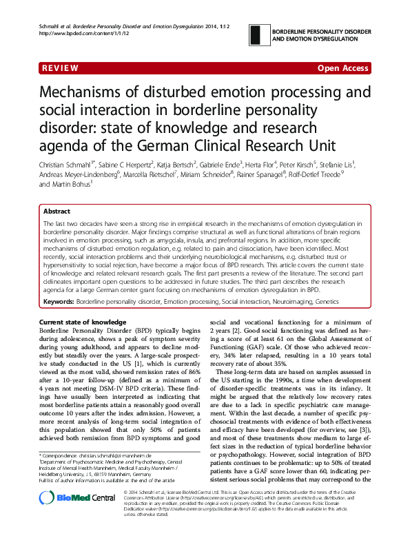 (PDF) Mechanisms of disturbed emotion processing and social interaction ...