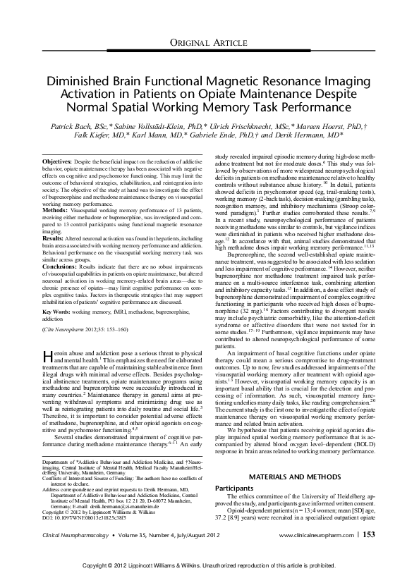 (PDF) Diminished Brain Functional Magnetic Resonance Imaging Activation ...