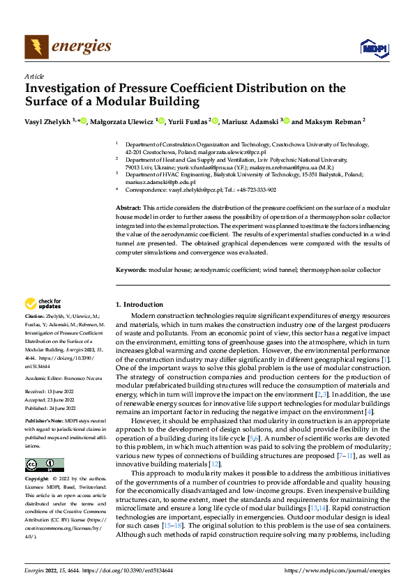(PDF) Investigation of Pressure Coefficient Distribution on the Surface ...