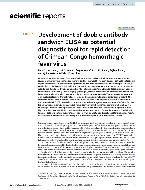 (PDF) Development of double antibody sandwich ELISA as potential ...