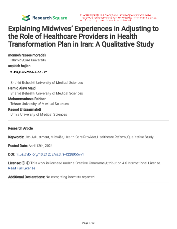 (PDF) Explaining Midwives’ Experiences in Adjusting to the Role of ...