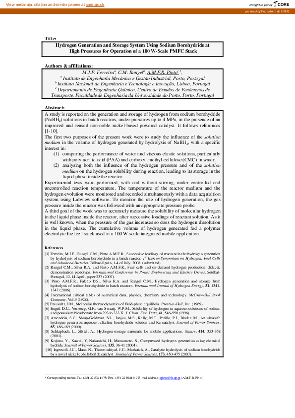 (PDF) Hydrogen Generation and Storage System Using Sodium Borohydride ...