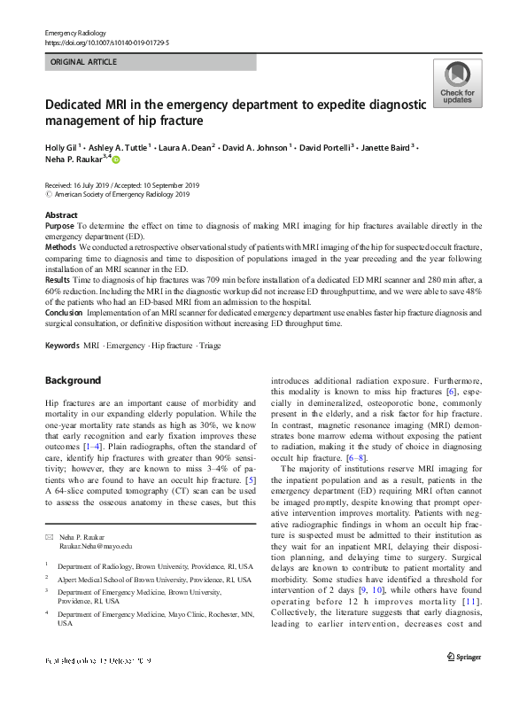(PDF) Dedicated MRI in the emergency department to expedite diagnostic ...
