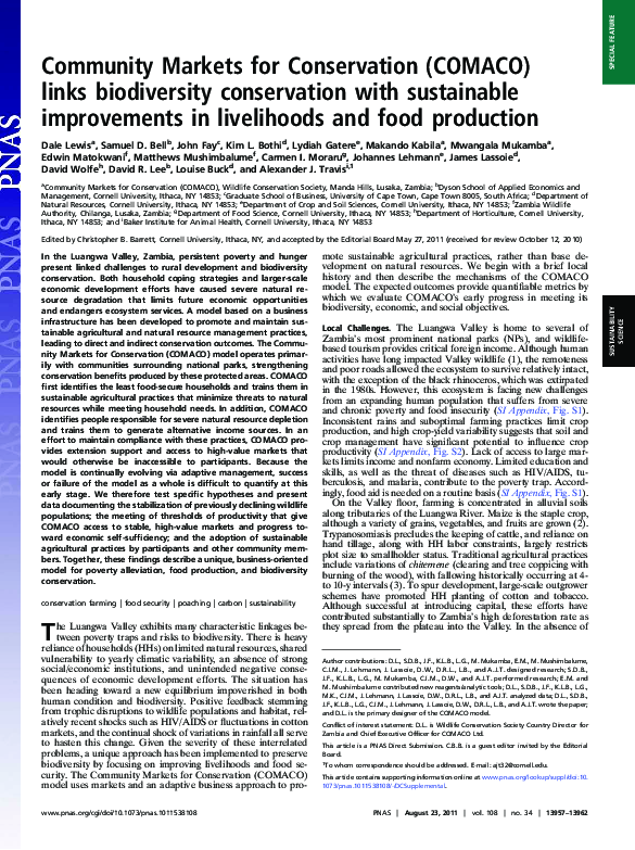 (PDF) Community Markets for Conservation (COMACO) links biodiversity ...