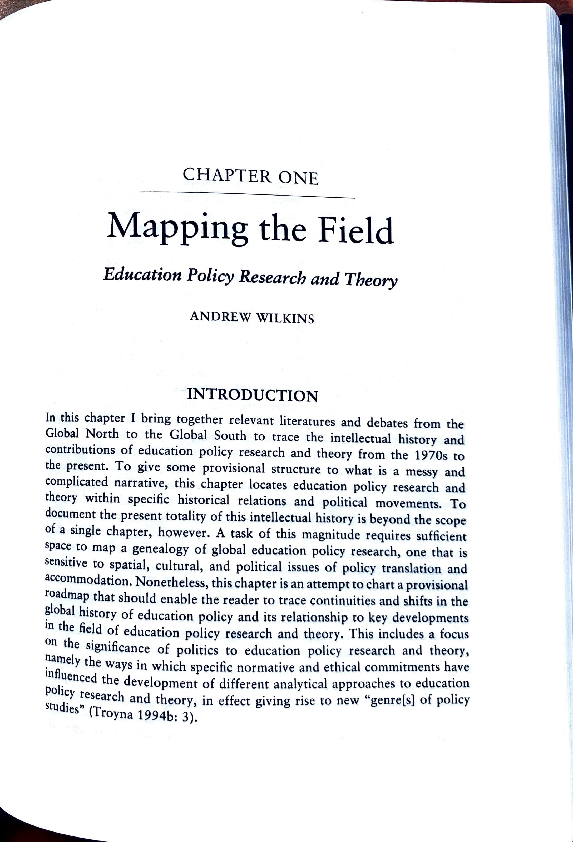 (PDF) Mapping the field: Education policy research and theory
