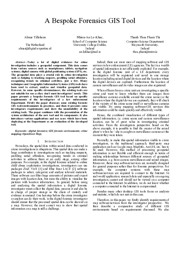 (PDF) A Bespoke Forensics GIS Tool