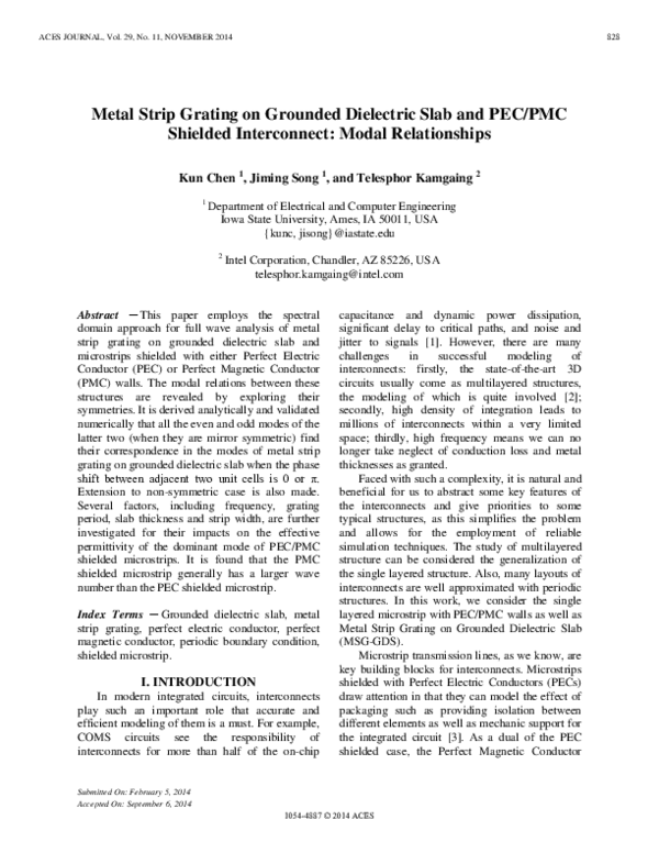(PDF) Metal Grip Grating on Grounded Dielectric Slab and PEC/PMC ...