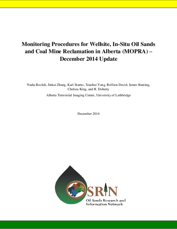 (PDF) Monitoring Procedures for Wellsite, In-Situ Oil Sands and Coal ...