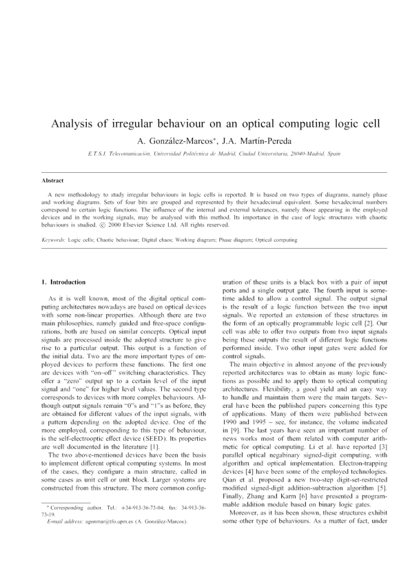 (PDF) Analysis of irregular behaviour on an optical computing logic cell