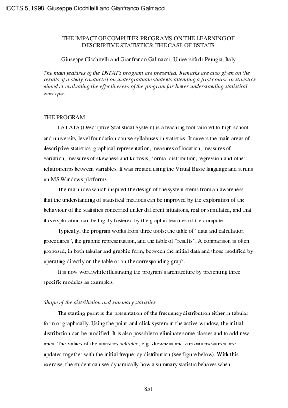 (PDF) The Impact of Computer Programs on the Learning of Descriptive ...