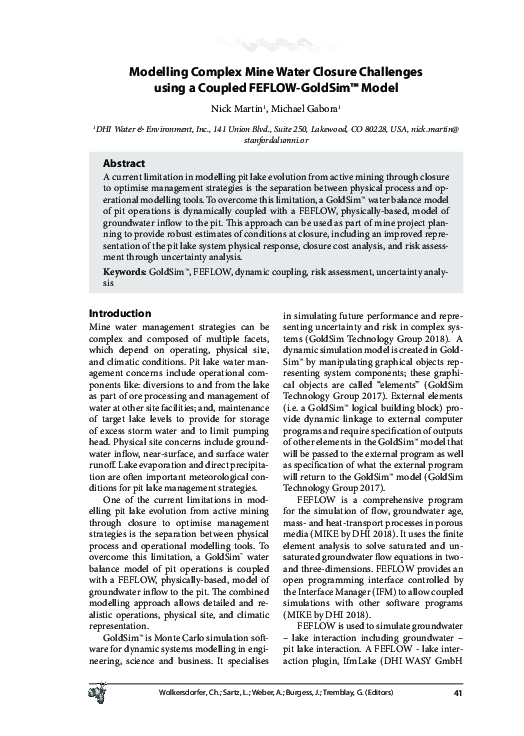 (PDF) Modelling Complex Mine Water Closure Challenges using a Coupled ...