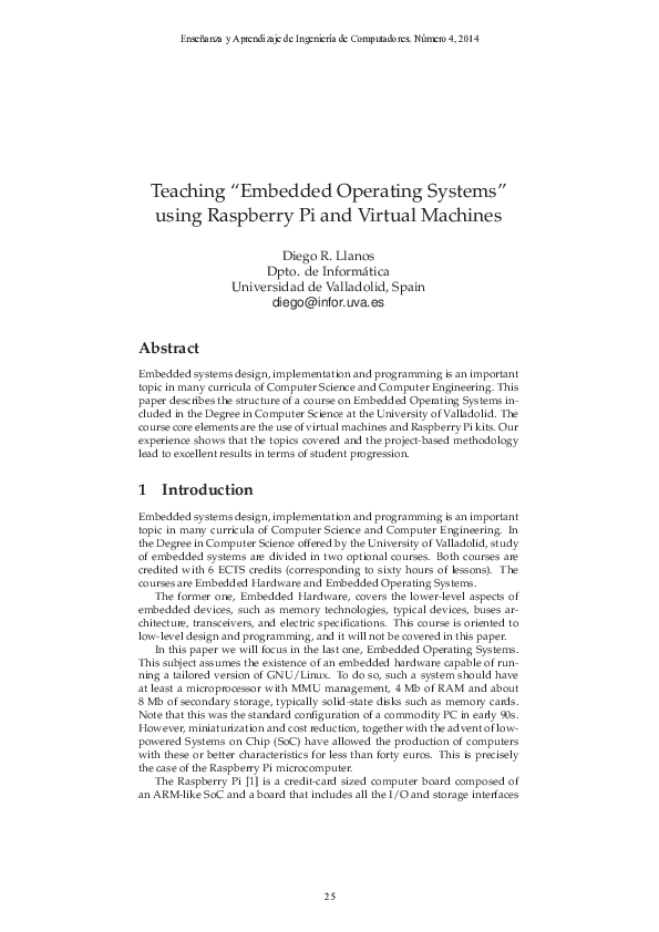 (PDF) Teaching “Embedded Operating Systems” using Raspberry Pi and ...