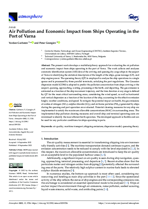 (PDF) Air Pollution and Economic Impact from Ships Operating in the ...