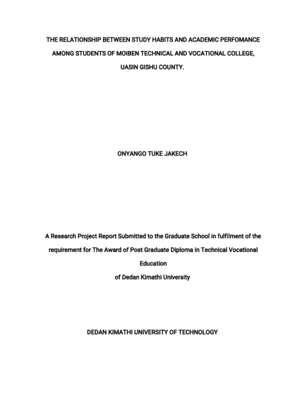 (PDF) THE RELATIONSHIP BETWEEN STUDY HABITS AND ACADEMIC PERFOMANCE ...