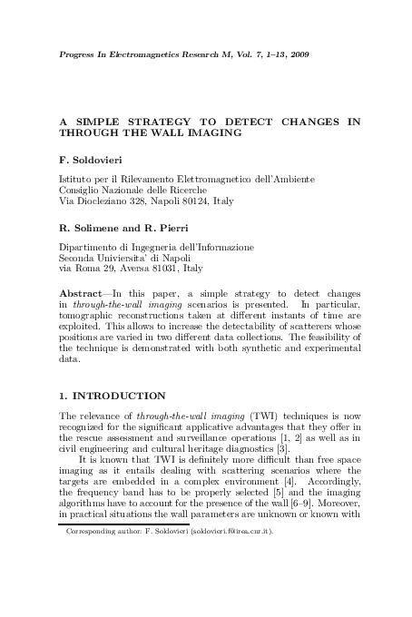(PDF) A Simple Strategy to Detect Changes in Through the Wall Imaging