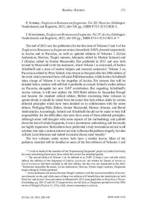 (PDF) Review of P. Schierl, 2023 Tragicorum Romanorum Fragmenta. Vol ...