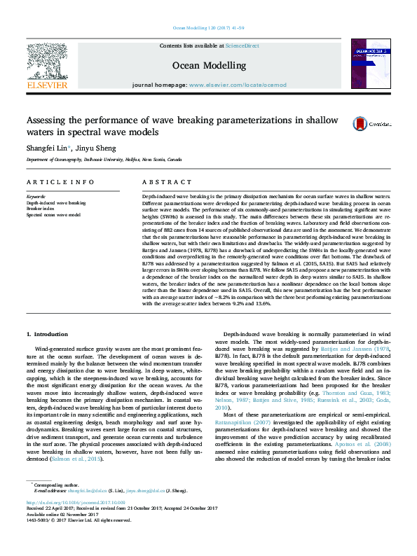 (PDF) Assessing the performance of wave breaking parameterizations in ...