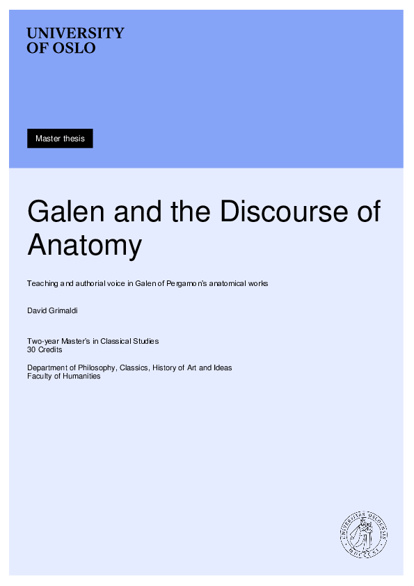 (PDF) Galen and the Discourse of Anatomy: Teaching and authorial voice ...