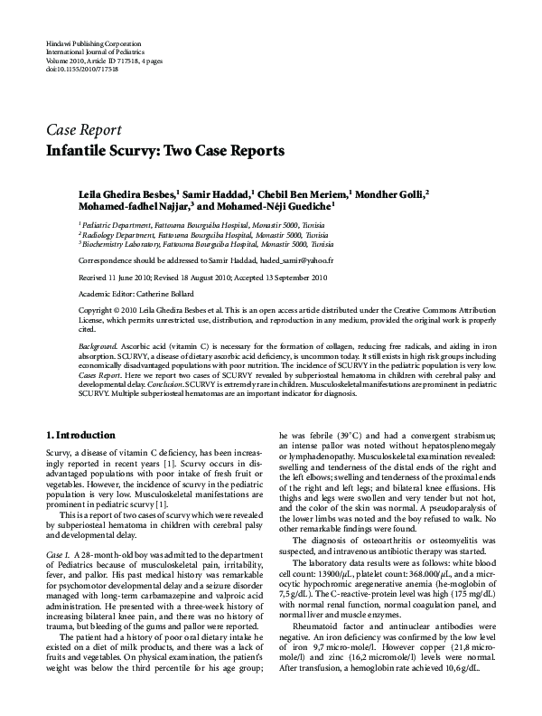 (PDF) Infantile Scurvy: Two Case Reports