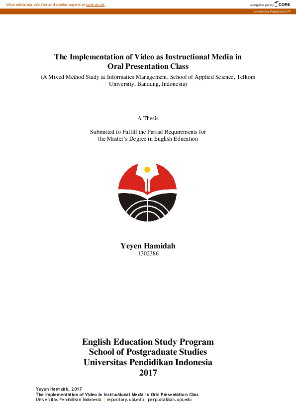 (PDF) The Implementation of Video as Instructional Media in Oral ...