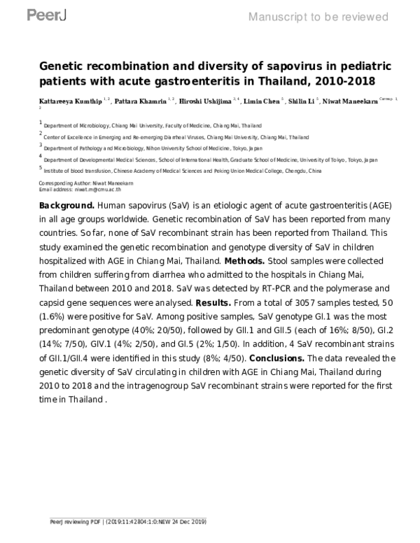 (PDF) Peer Review #2 of "Genetic recombination and diversity of ...