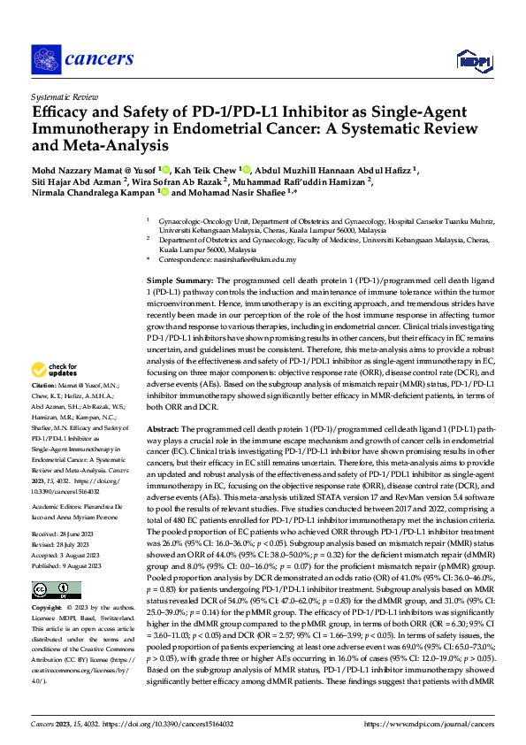 (PDF) Efficacy and Safety of PD-1/PD-L1 Inhibitor as Single-Agent ...