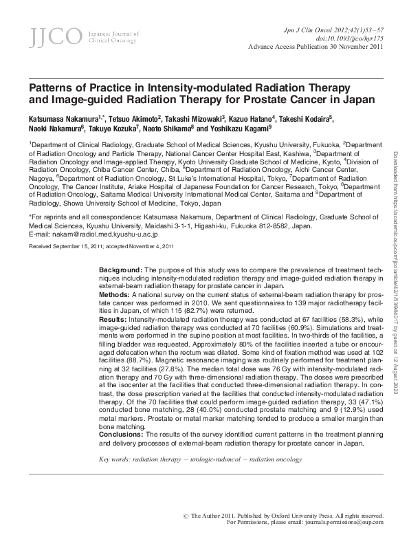 (PDF) Patterns of Practice in Intensity-modulated Radiation Therapy and ...