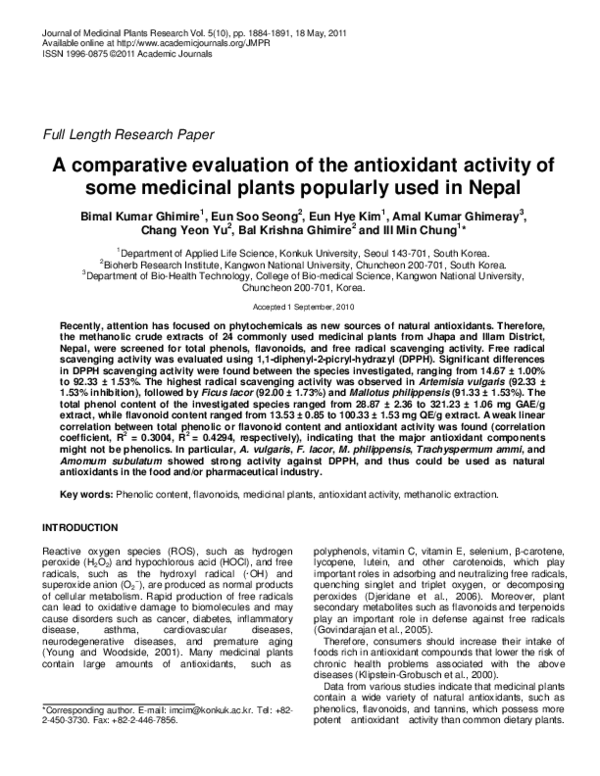 (PDF) A comparative evaluation of the antioxidant activity of some ...