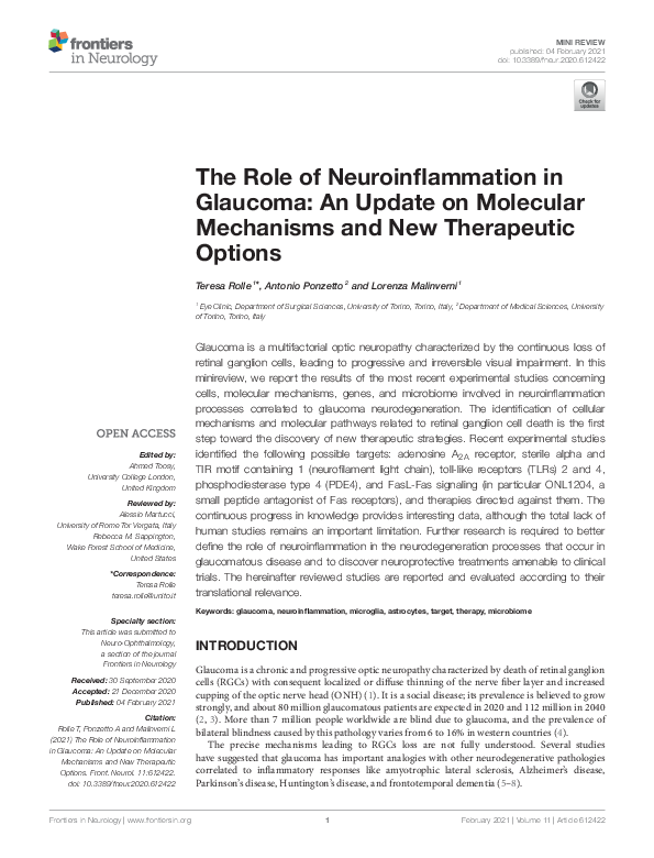 (PDF) The Role of Neuroinflammation in Glaucoma: An Update on Molecular ...