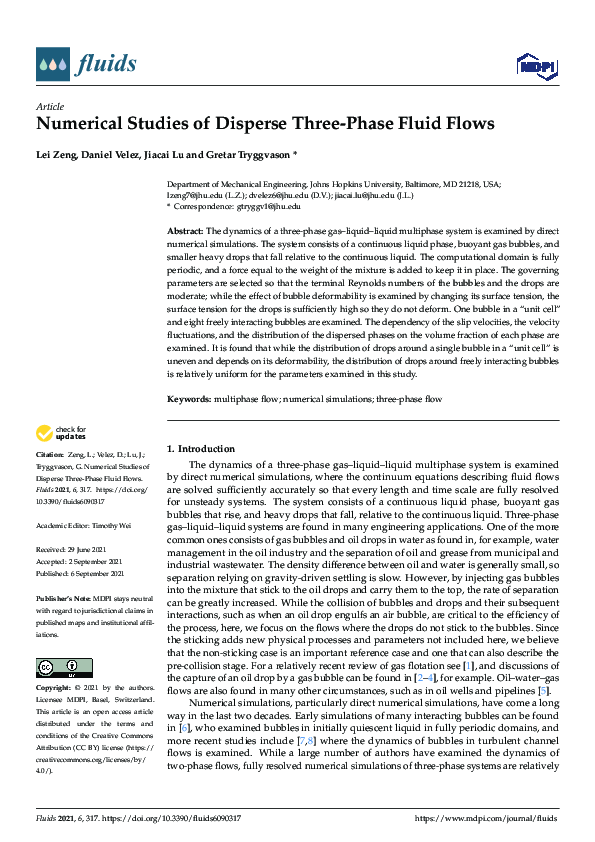 (PDF) Numerical Studies of Disperse Three-Phase Fluid Flows
