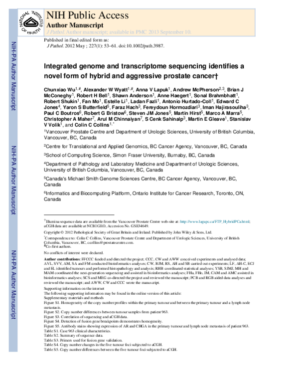 (PDF) Integrated genome and transcriptome sequencing identifies a novel ...