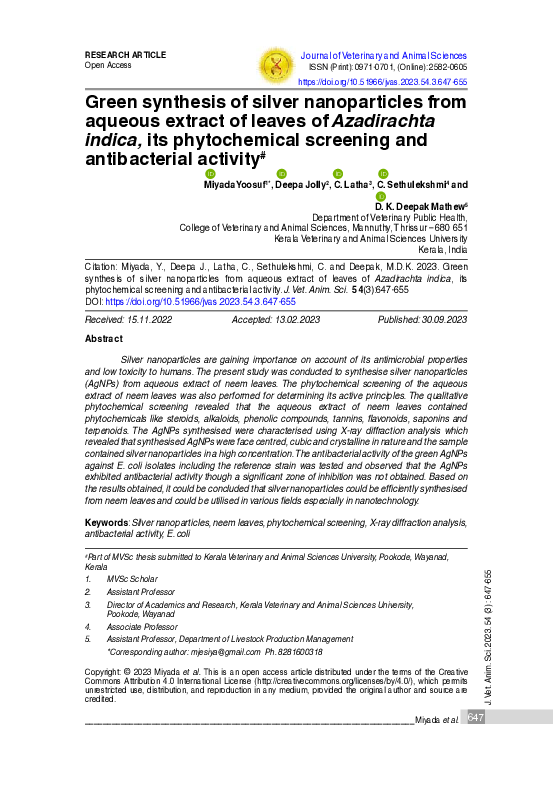 (PDF) Green synthesis of silver nanoparticles from aqueous extract of ...