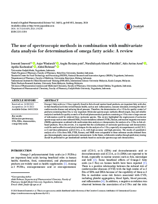 (PDF) The use of spectroscopic methods in combination with multivariate ...