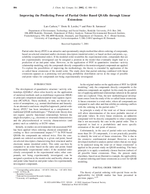 (PDF) Improving the Predicting Power of Partial Order Based QSARs ...