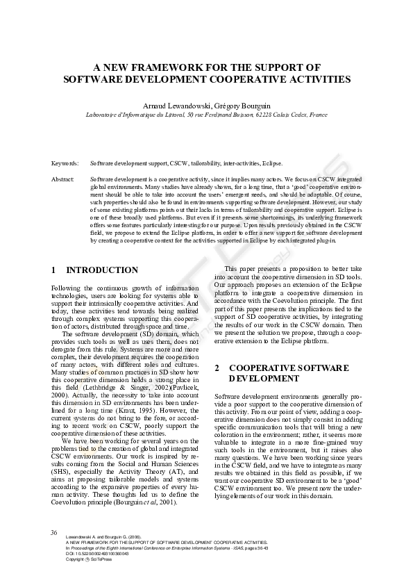 (PDF) A New Framework for the Support of Software Development ...