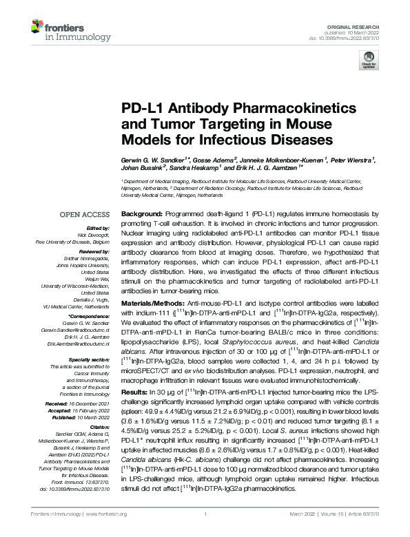 (PDF) PD-L1 Antibody Pharmacokinetics and Tumor Targeting in Mouse ...
