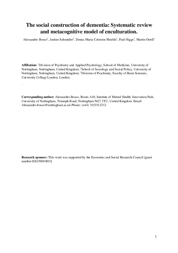 (PDF) The social construction of dementia: Systematic review and ...