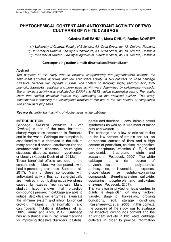 (PDF) Phytochemical Content and Antioxidant Activity of Two Cultivars ...