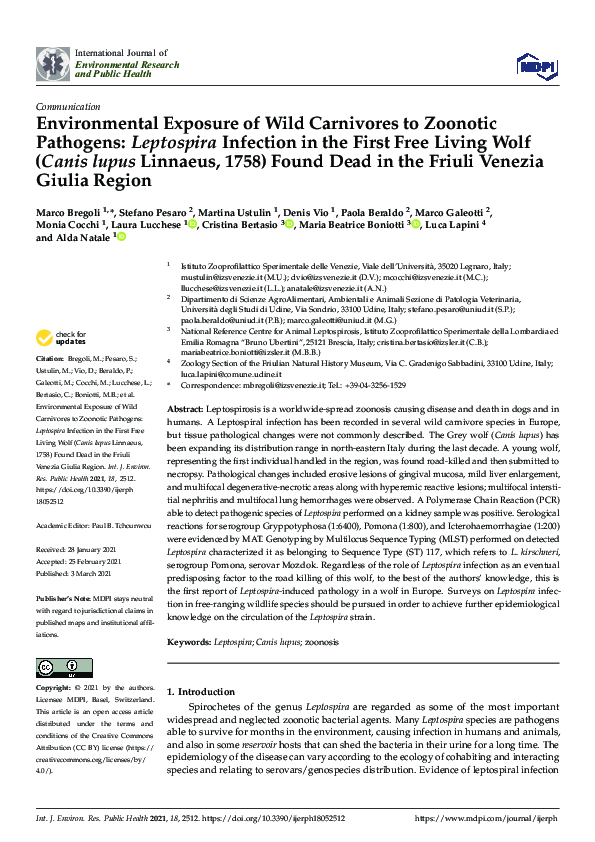 (PDF) Environmental Exposure of Wild Carnivores to Zoonotic Pathogens ...