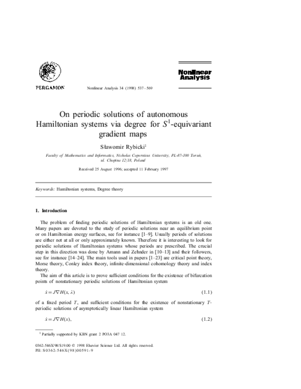 (PDF) On periodic solutions of autonomous Hamiltonian systems via ...