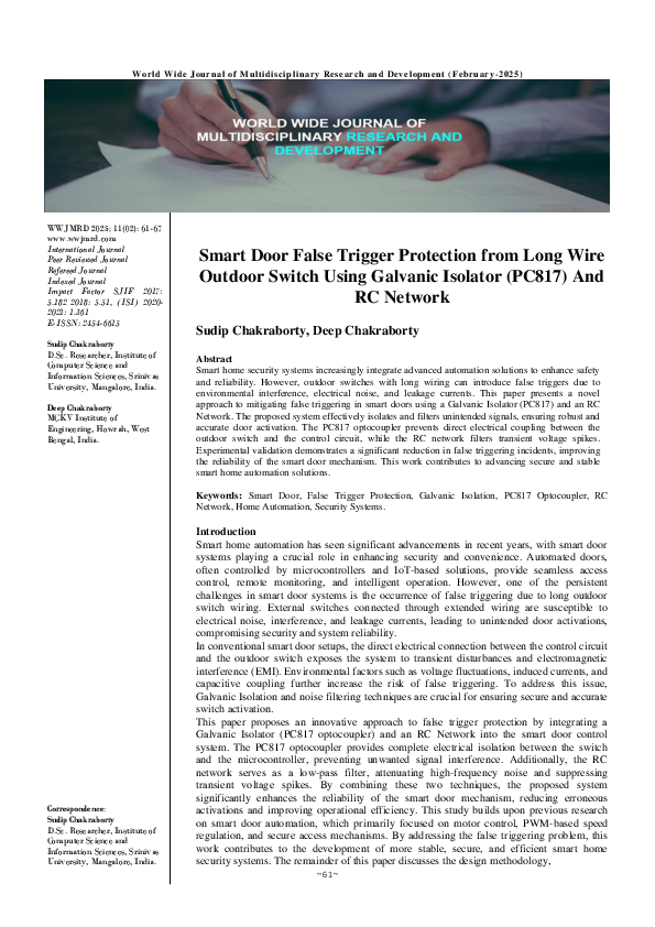 (PDF) Smart Door False Trigger Protection from Long Wire Outdoor Switch ...
