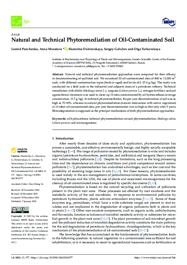 (PDF) Natural and Technical Phytoremediation of Oil-Contaminated Soil