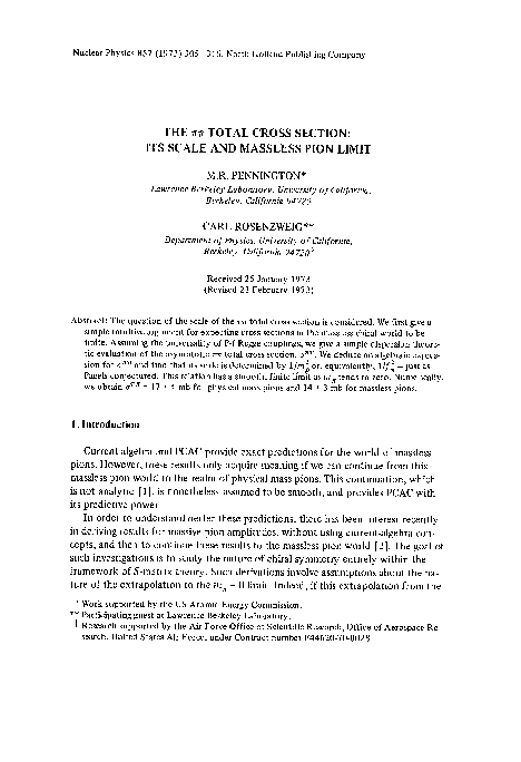 (PDF) The ππ total cross section: Its scale and massless pion limit