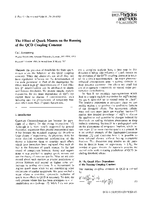 (PDF) The effect of quark masses on the running of the QCD coupling ...