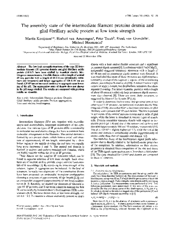 (PDF) The assembly state of the intermediate filament proteins desmin ...
