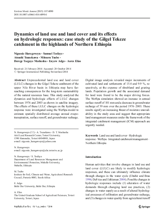 (PDF) Dynamics of land use and land cover and its effects on hydrologic ...