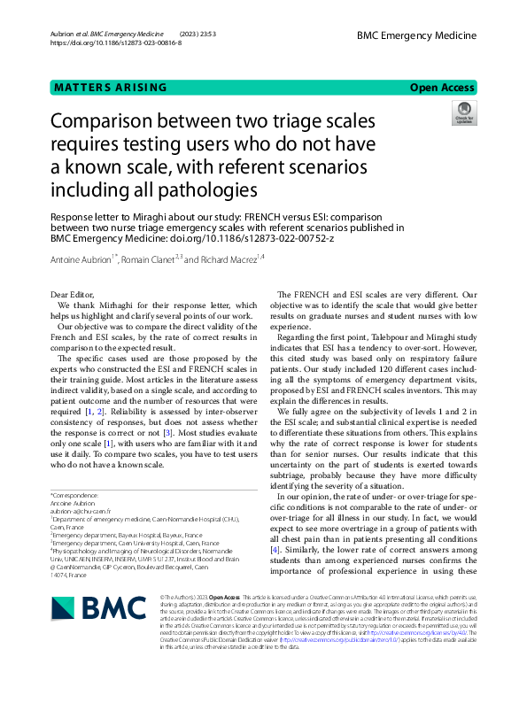 (PDF) Comparison between two triage scales requires testing users who ...