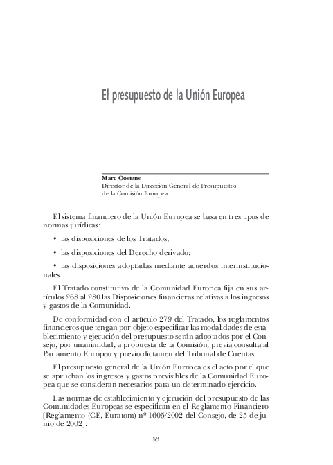 (PDF) El presupuesto de la Unión Europea