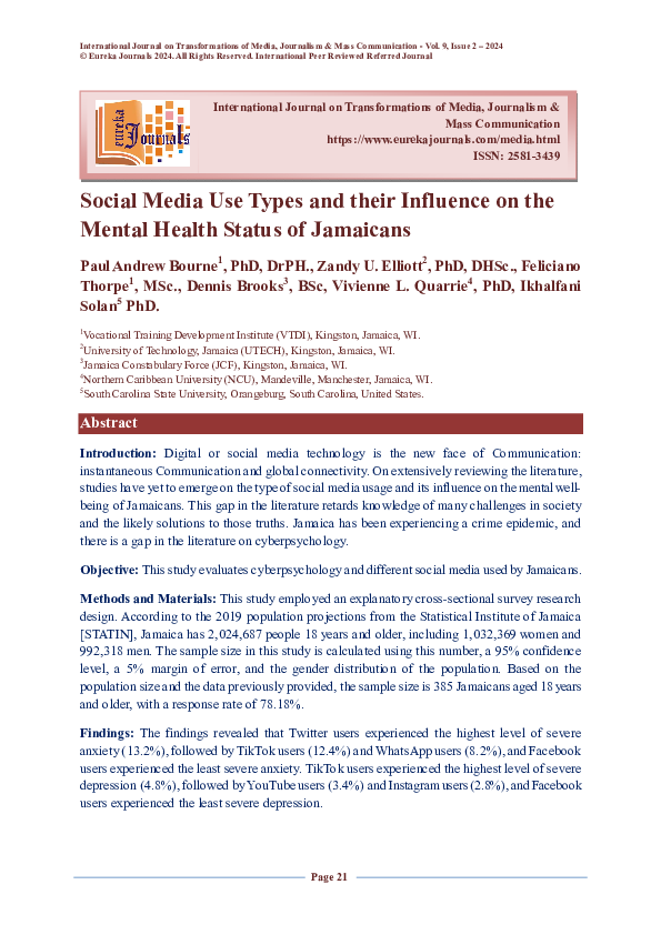 (PDF) Social Media Use Types and their Influence on the Mental Health ...