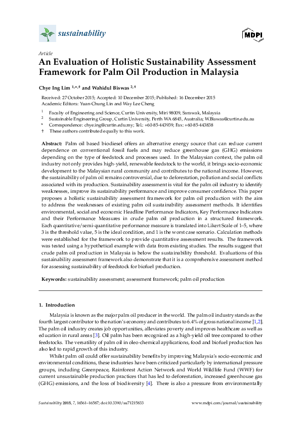 (PDF) An Evaluation of Holistic Sustainability Assessment Framework for ...